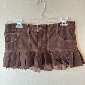 Vintage Y2K Abercrombie & Fitch Brown Ruffled Mini Skirt